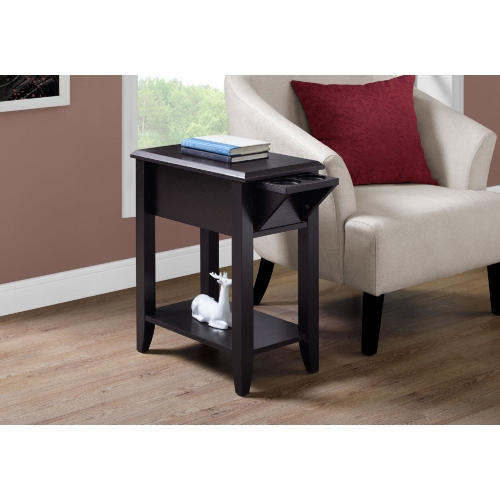 24"H Accent Table in Cappuccino with Glass Holder